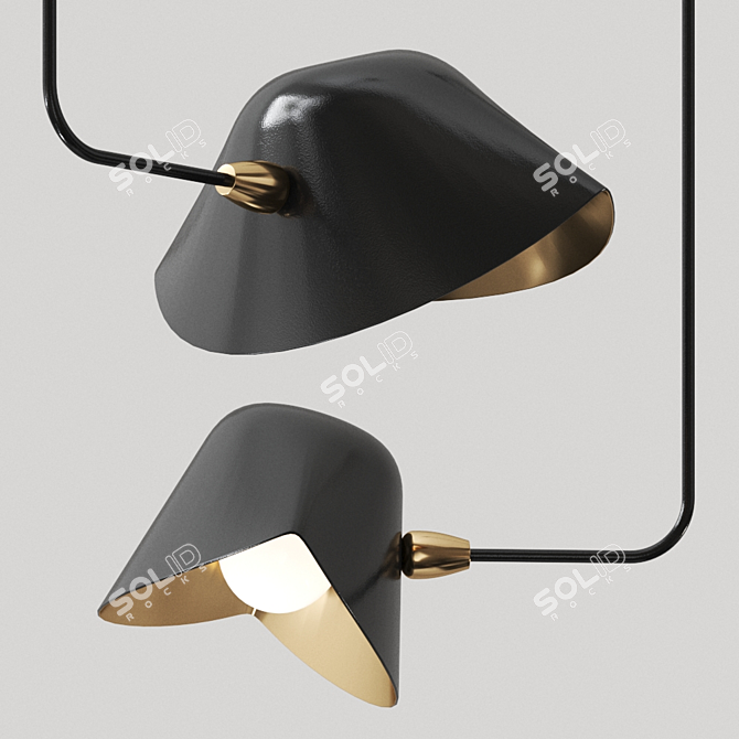 Serge Mouille Biblio Curve Pendant 3D model image 1