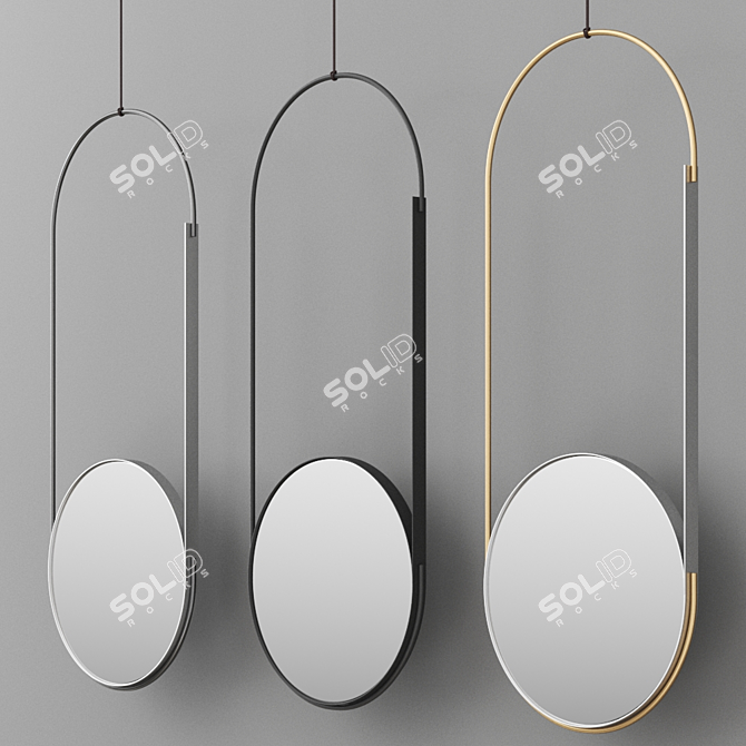 Sleek Round Mirror: MOBILE MIRROR By Kristina Dam Studio 3D model image 1