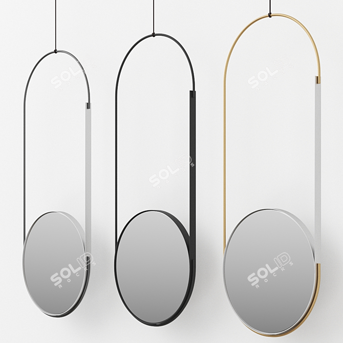 Sleek Round Mirror: MOBILE MIRROR By Kristina Dam Studio 3D model image 4