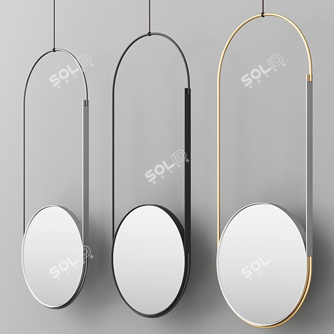 Sleek Round Mirror: MOBILE MIRROR By Kristina Dam Studio 3D model image 6
