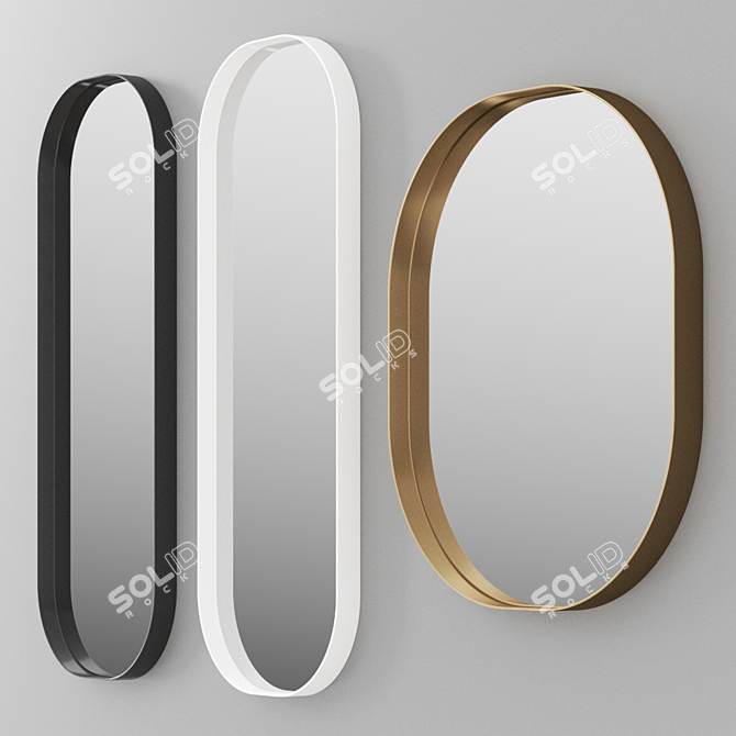 Elegant Oval Josephine Mirror 3D model image 1