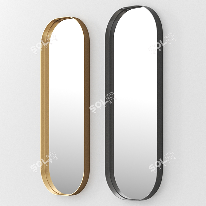 Elegant Oval Josephine Mirror 3D model image 2