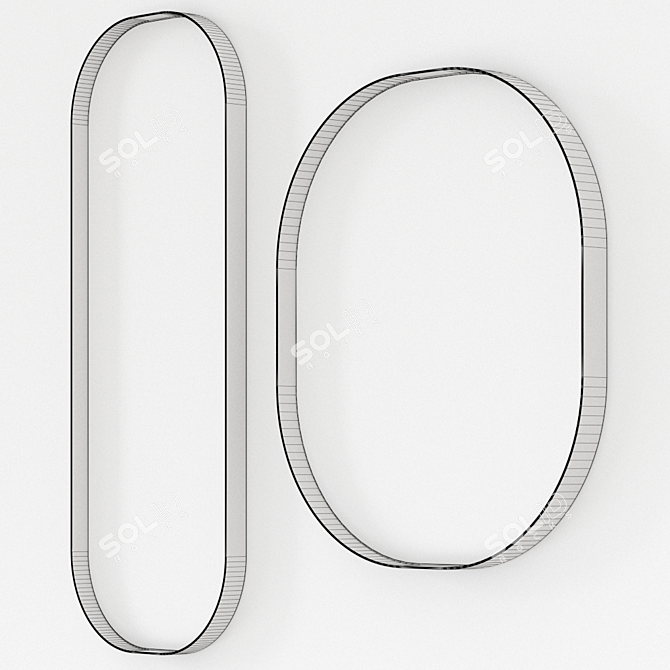 Elegant Oval Josephine Mirror 3D model image 4