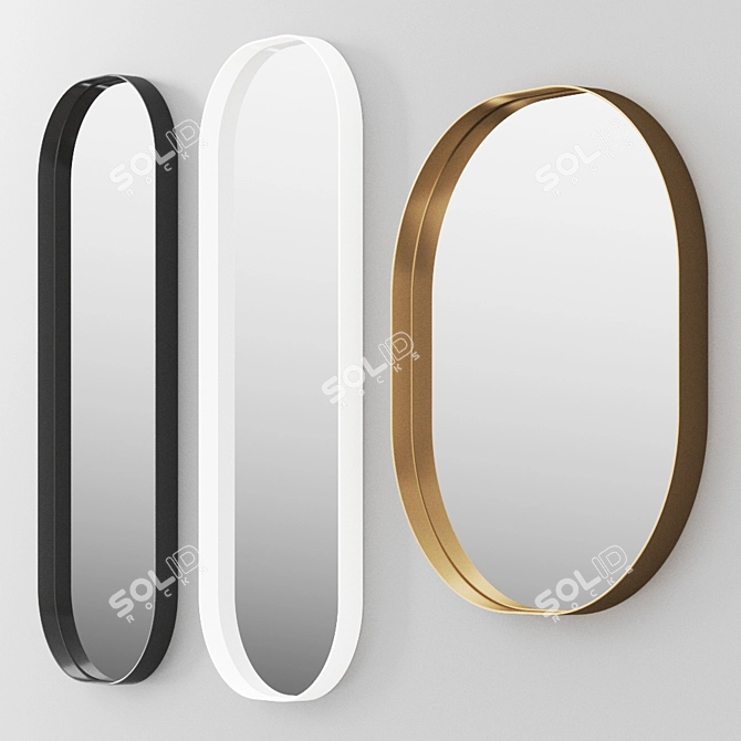 Elegant Oval Josephine Mirror 3D model image 5