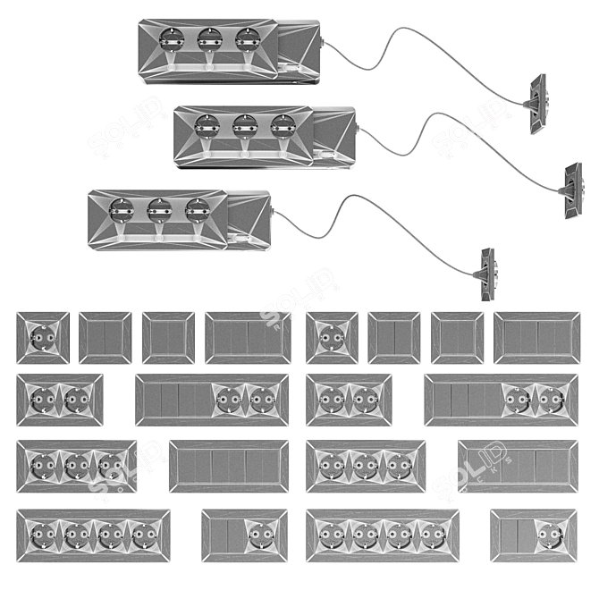 Versatile Socket Power Surge Protector 3D model image 5