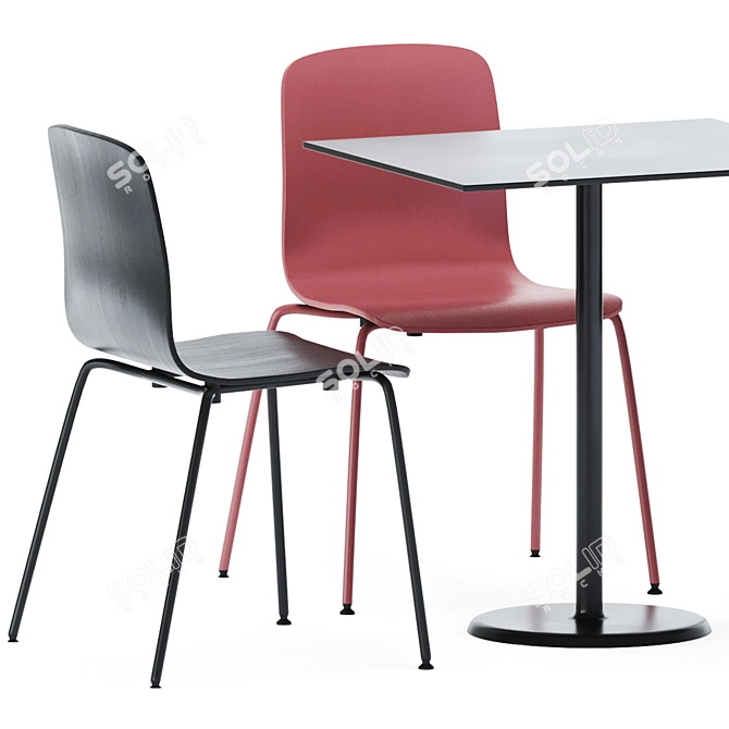 Sleek Alfiere Table with De Vorm Stack Chair 3D model image 3