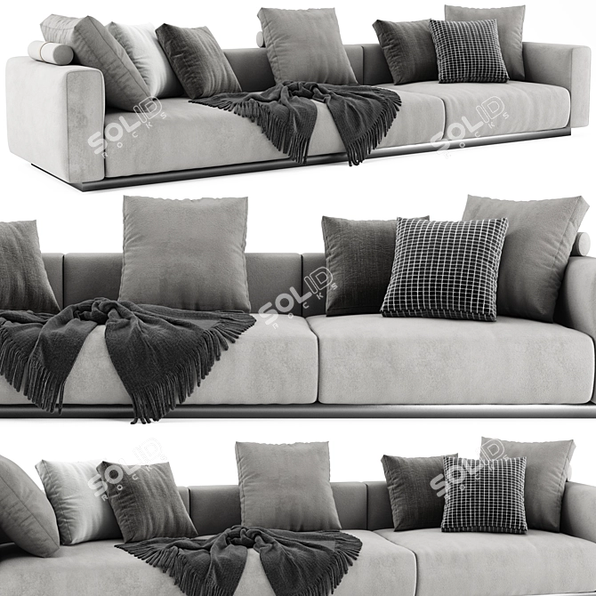 Flexform Lario 3-Seater Luxury Sofa 3D model image 3