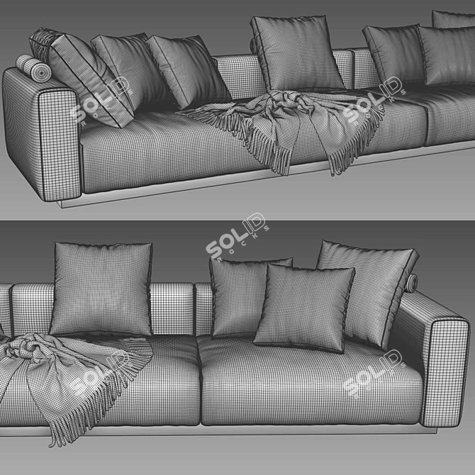 Flexform Lario 3-Seater Luxury Sofa 3D model image 4