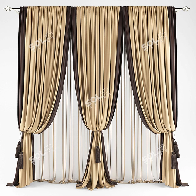 Polyester 217194 221641 Curtains 3D model image 1