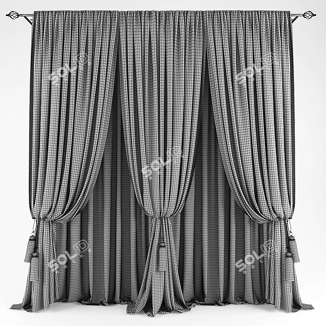 Polyester 217194 221641 Curtains 3D model image 2