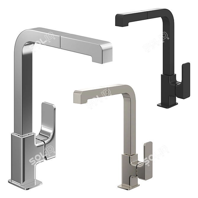 EnergySave Single Lever Sink Mixer with Pull Out Handspray 3D model image 1