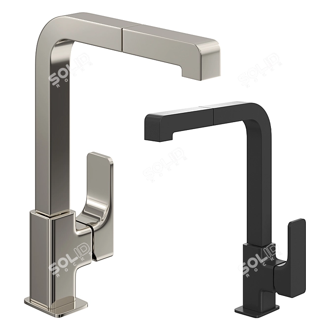 EnergySave Single Lever Sink Mixer with Pull Out Handspray 3D model image 2