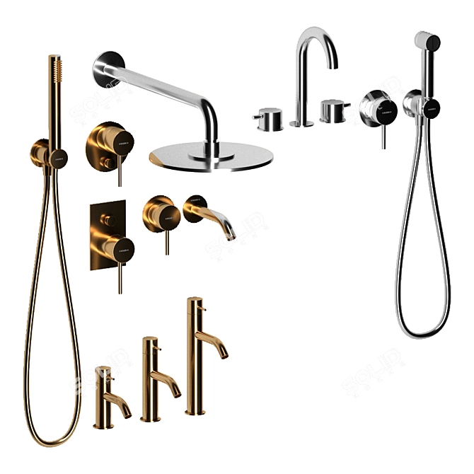 Kludi Bozz Mixer Set: Shower, Hygienic, Basin Mixers 3D model image 4