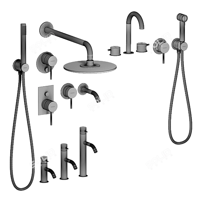 Kludi Bozz Mixer Set: Shower, Hygienic, Basin Mixers 3D model image 5