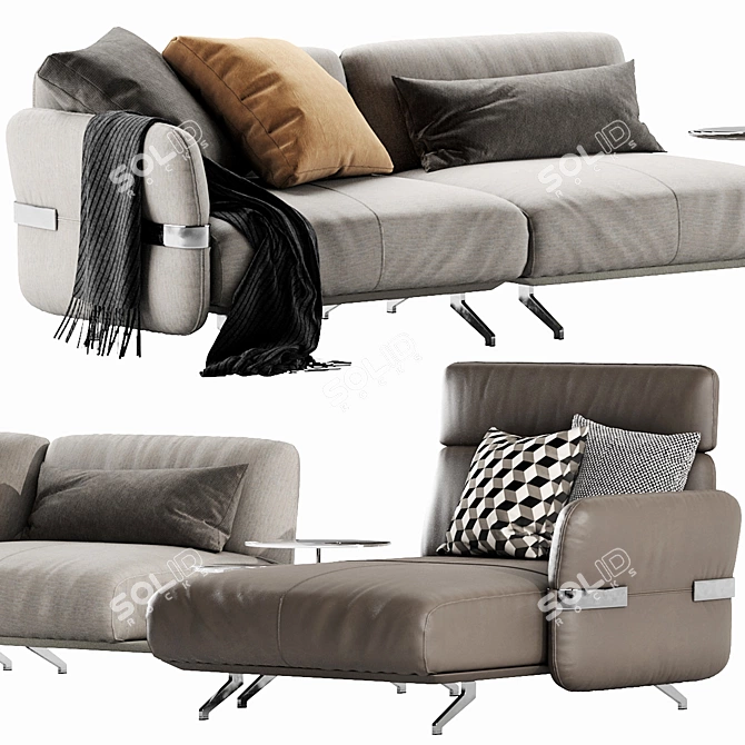 Elevate Your Relaxation with Natuzzi's Pablo Chaise 3D model image 5