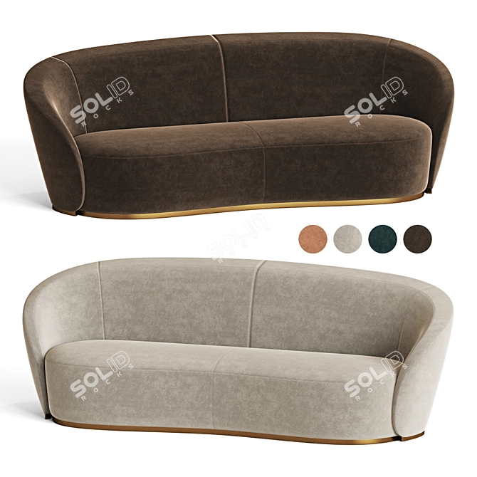 Sleek Curved Modern Sofa 3D model image 2