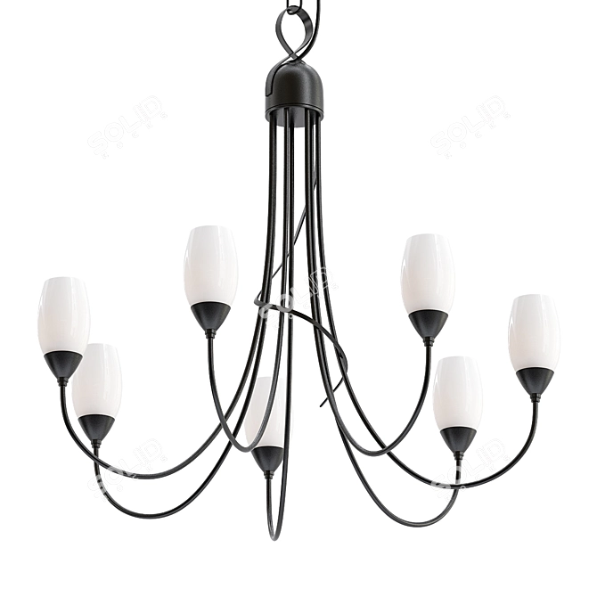 Elegant Flora 7 Arm Chandelier 3D model image 1