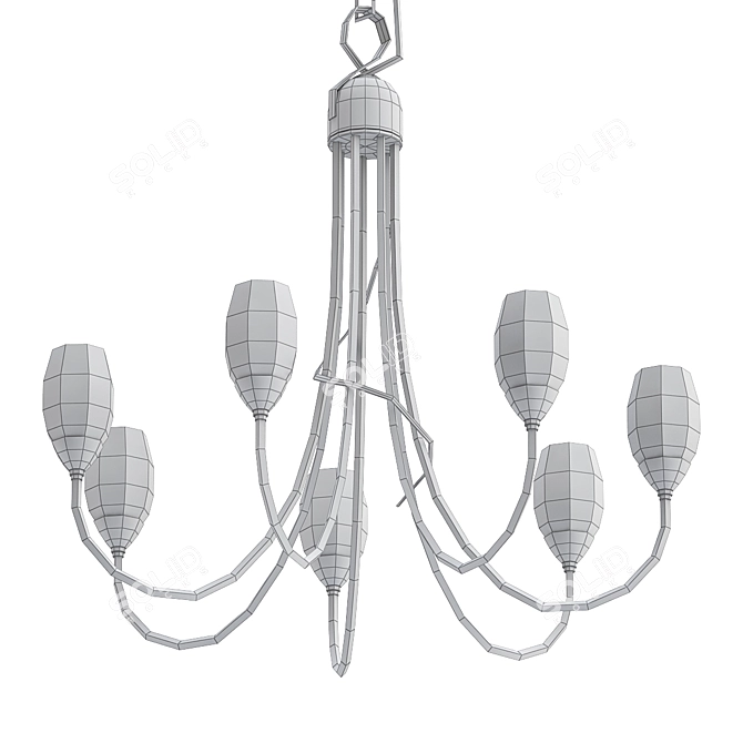 Elegant Flora 7 Arm Chandelier 3D model image 2