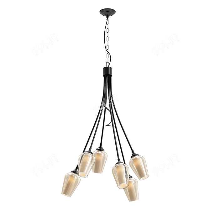 Flora 6-Light Chandelier by Hubbardton Forge 3D model image 1