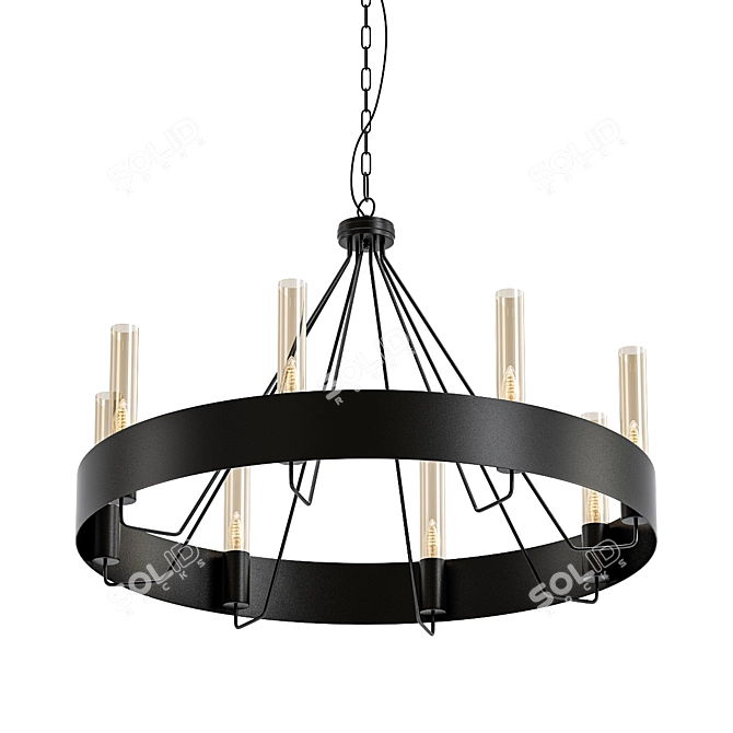 Elegant Banded Ring Chandelier 3D model image 1