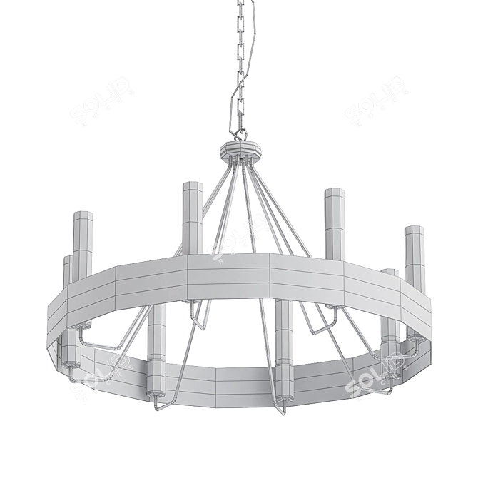 Elegant Banded Ring Chandelier 3D model image 2