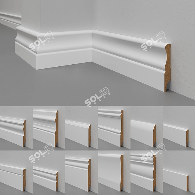 28-Piece MDF Skirting Board Collection 3D model image 2