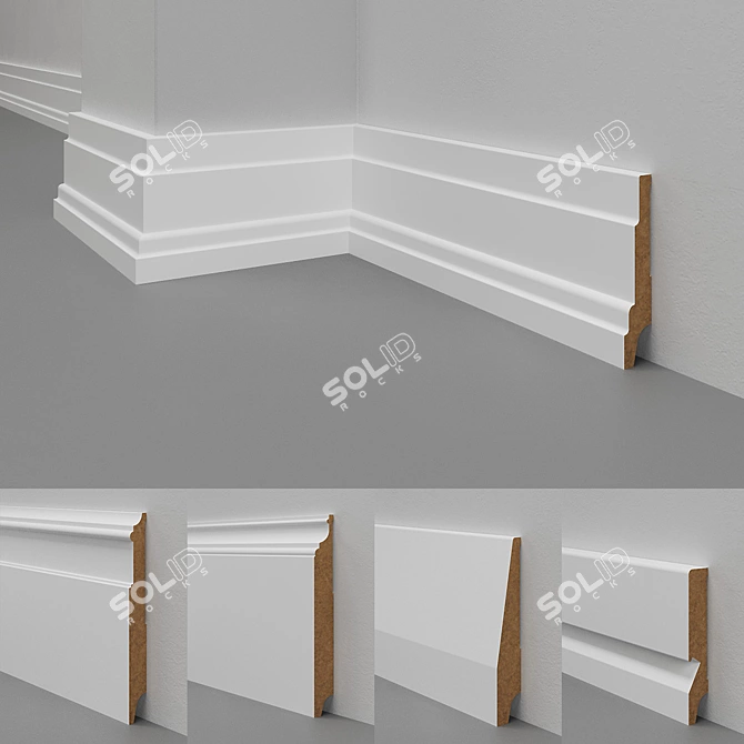 28-Piece MDF Skirting Board Collection 3D model image 3