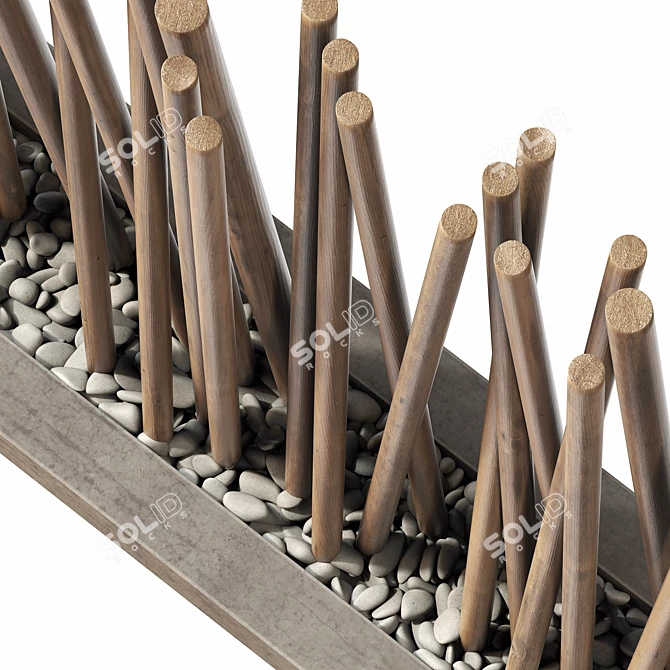 Smoothed Partition Branch Pebble Sculpture 3D model image 5