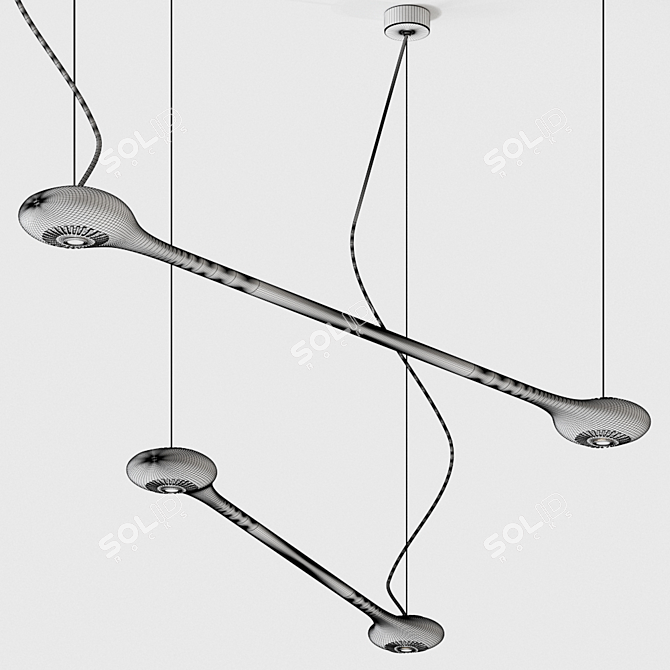 Sleek Carbon Pendant Light 3D model image 4