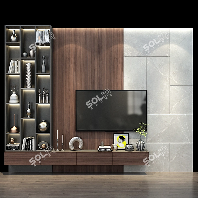 Modern TV Shelf - 0334 3D model image 1