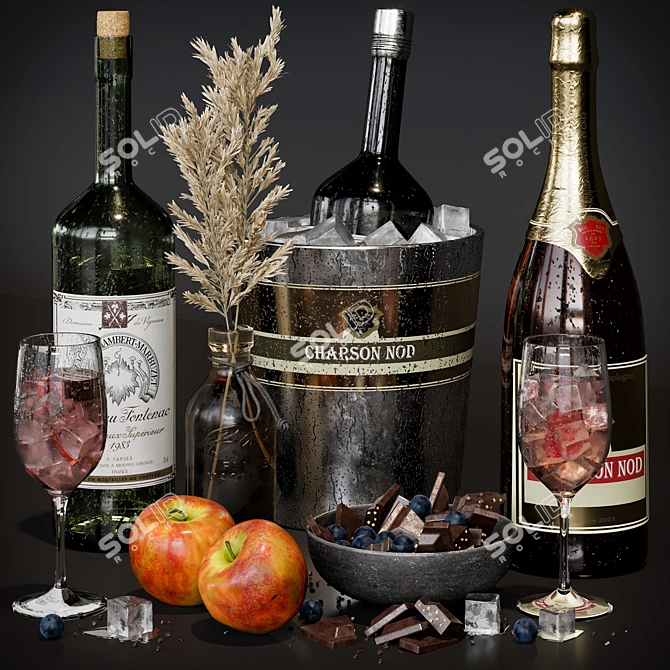 Realistic Food and Drinks Set 3D model image 1