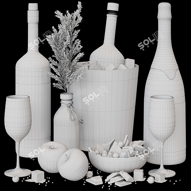 Realistic Food and Drinks Set 3D model image 4