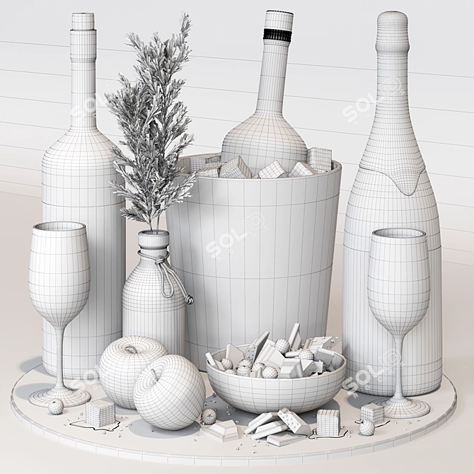 Realistic Food and Drinks Set 3D model image 8