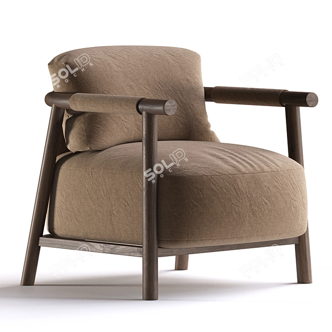 Elegant Wooden Armchair 3D model image 1