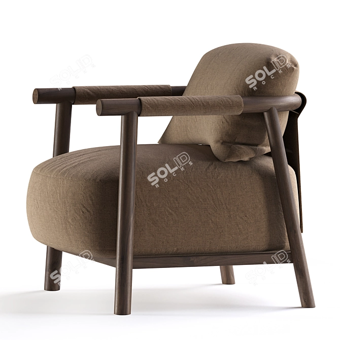 Elegant Wooden Armchair 3D model image 2