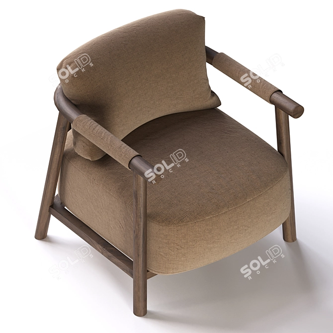 Elegant Wooden Armchair 3D model image 3
