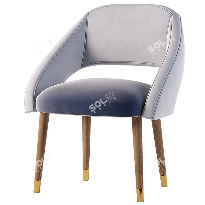 Modern Wood and Metal Dining Chair 3D model image 2