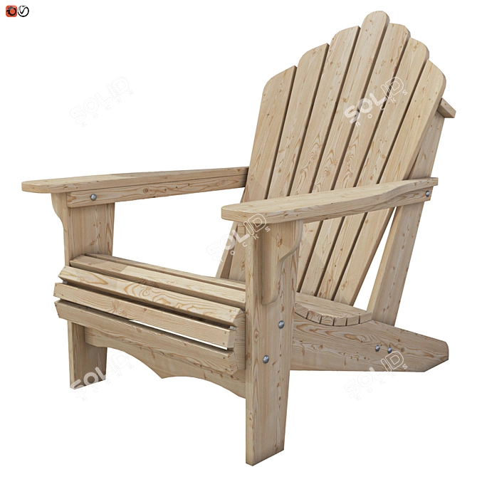 Rustic Wood Garden Chair 3D model image 1