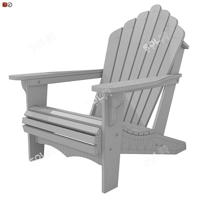 Rustic Wood Garden Chair 3D model image 3