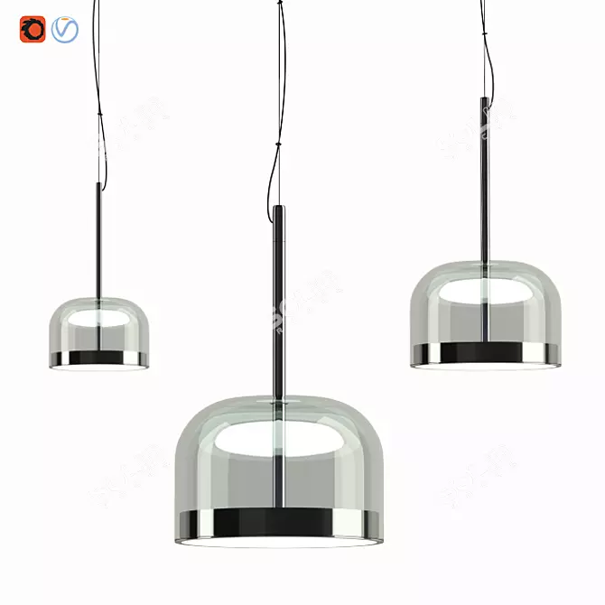 Modern Equatore Chrome Pendant 3D model image 1