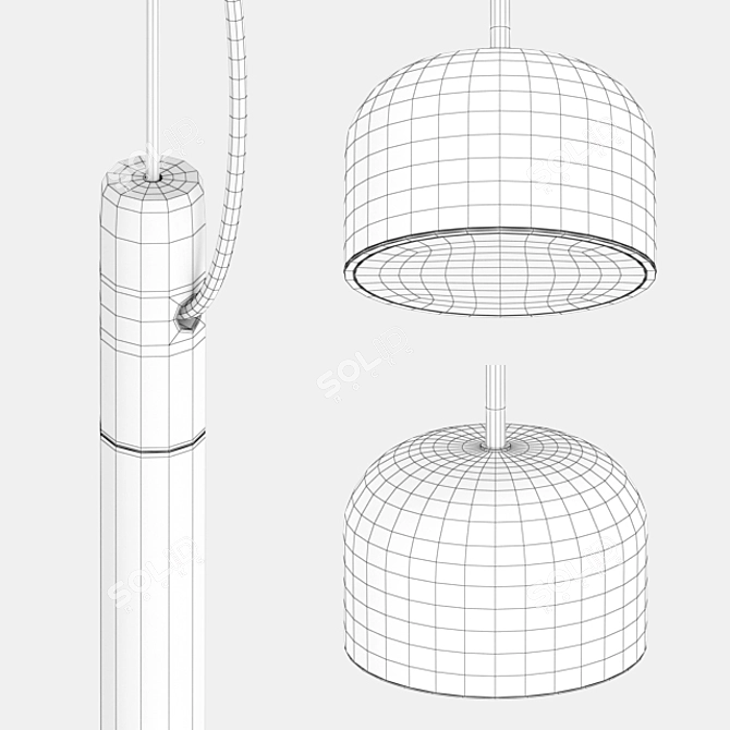 Modern Equatore Chrome Pendant 3D model image 2