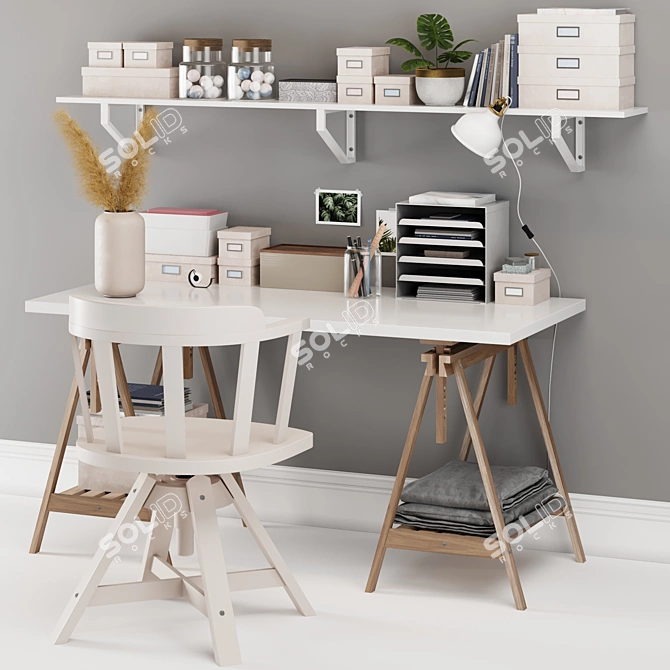 IKEA Office Set: Work & Home 3D model image 1