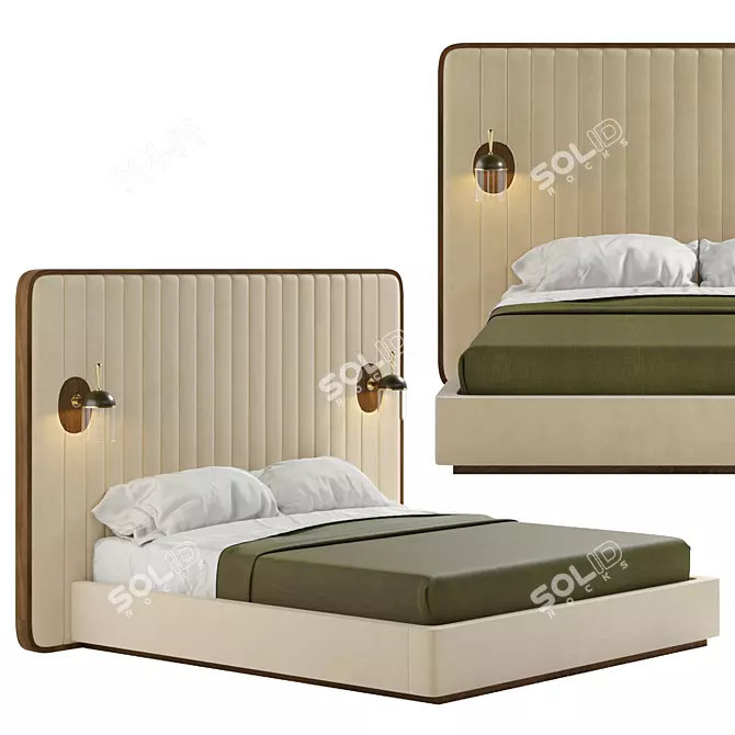 Elegant Mezzo Como Bed 3D model image 1