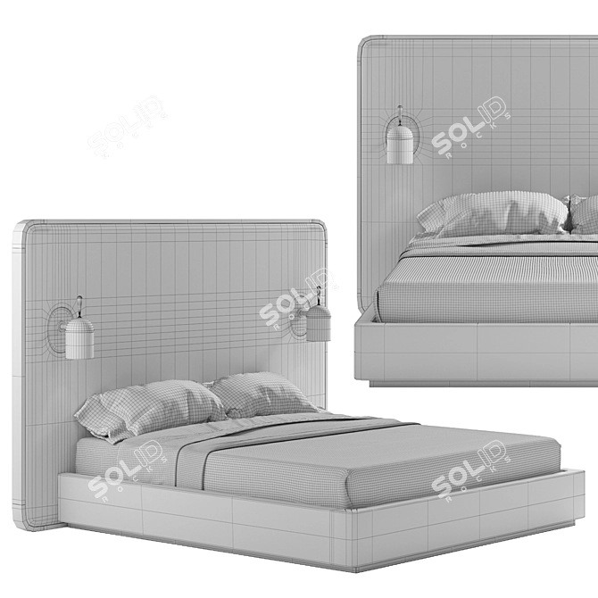 Elegant Mezzo Como Bed 3D model image 4