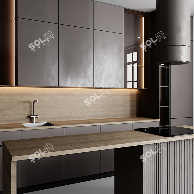 Modern Kitchen 3D Model Kit 3D model image 2