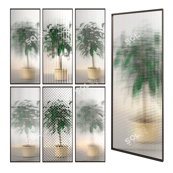 Adjustable Glass Partition with Multiple Glass Options 3D model image 1