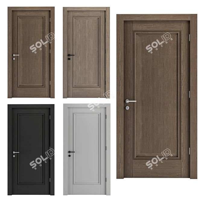 Elegant Neo Classic Door Set 3D model image 1