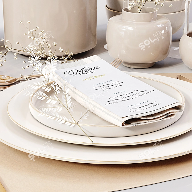 Elegant Table Setting: High Quality 3D model image 2