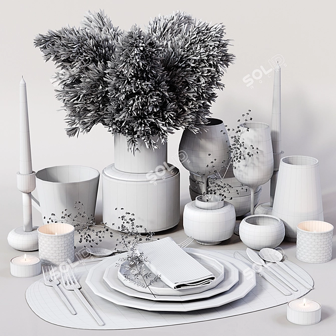 Elegant Table Setting: High Quality 3D model image 6