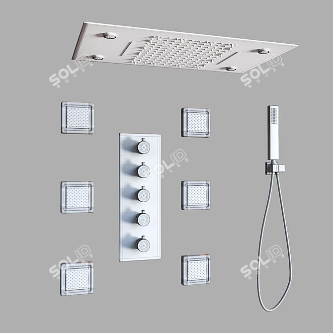  Sleek Shower System with Advanced Features 3D model image 2